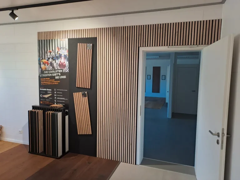 Ausstellung für Paneele, Akustikpaneele und Wandverkleidungen bei Holz Blüm in Bürstadt